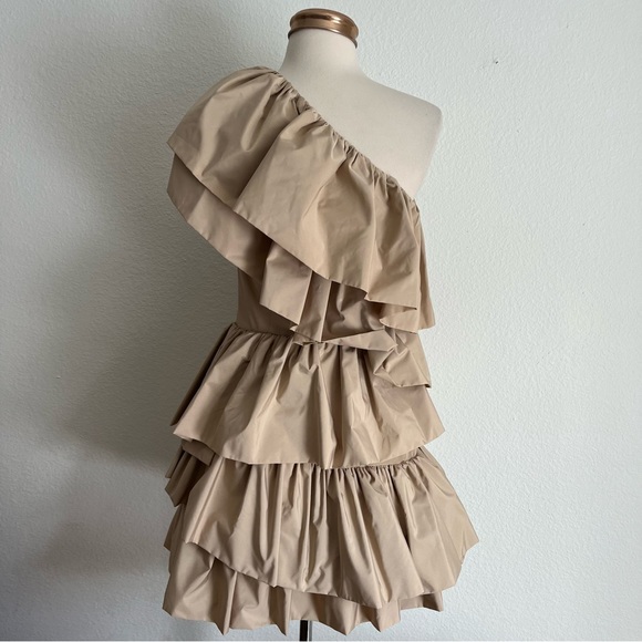 H&M Conscious Exclusive Ruffled One Shoulder Cocktail Mini Dress Holiday - Picture 11 of 14